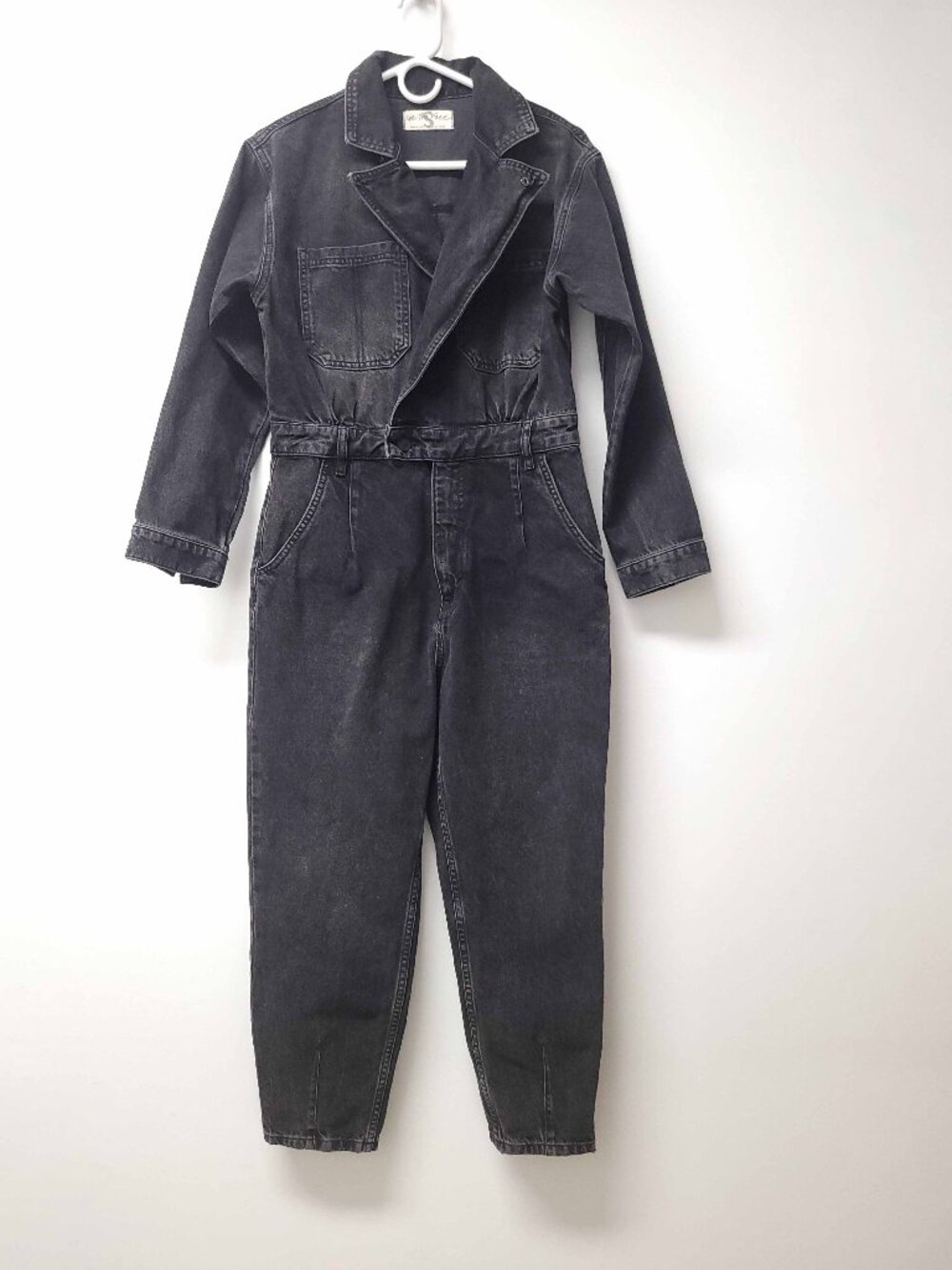 Free People We The Free Maris Denim Coverall Jumpsuit Size S Black Oversized